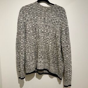 Topshop Black and White Marled Knit Crew Neck Sweater in Size 8